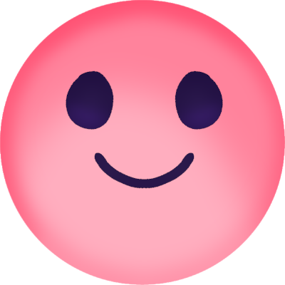 A pink face with a simple smile.
